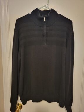 Van Heusen Men’s Black Zip Mock-Neck Sweater